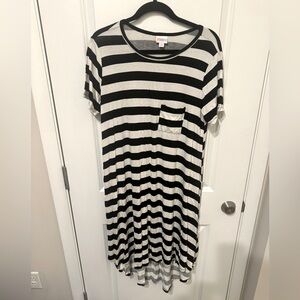 LuLaRoe Carly Dress with  Black and white stripes
